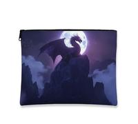 Trousse de maquillage fantaisie, trousse de maquillage de voyage en forme de dragon au clair de lune pour femme, petite pochette portable en toile à fermeture éclair, trousse de toilette pour