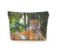 Trousse de Maquillage Femmes Sacs à cosmétiques de Voyage en Lin pour Voyage d'affaires, ce Beau Tigre du Bengale, Belle Trousse de Maquillage