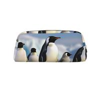 Trousse de Maquillage Five Penguins, Trousse de Toilette de Voyage, Grande Trousse à Crayons pour Femmes et Hommes, Porte-Monnaie en Cuir avec Fermeture éclair.