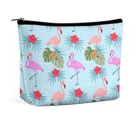 Trousse de Maquillage Flamants Roses Fleurs d'hibiscus Feuilles en Cuir PU Trousse de Maquillage étanche pour Sac à Main/Trousse de Maquillage/Trousse de Toilette Trousse de Maquillage de Voyage por