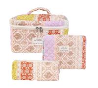 Trousse de maquillage florale - 3 pièces - Petite trousse de toilette de