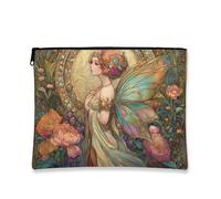 Trousse de maquillage florale - Jardin enchanté vintage - Trousse de maquillage de voyage pour femme - Petite pochette portable en toile avec fermeture éclair - Choix parfait pour les festivals de