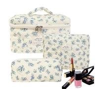 Trousse de maquillage florale - Organiseur de toilette esthétique | Trousse de toilette portable en coton | Pochette de rangement cosmétique adaptée pour les essentiels de voyage, l'organisation du
