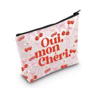 Trousse de maquillage français Oui Mon Cheri cadeau français Mon Cheri Trousse à maquillage avec nœud rose cerise, Oui Mon Bag Eu, Trousse à cosmétiques avec impression