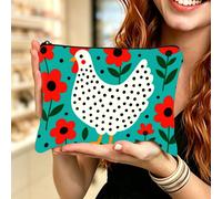 Trousse de maquillage Fresh Blue Farm Chick, sac de toilette léger, cadeau indispensable de niche pour les vacances et pour la meilleure amie A,BFruits & légumesPolyester