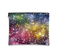 Trousse de maquillage galaxie scintillante, pochette de voyage cosmique colorée pour femme, petite trousse de toilette portable en toile avec fermeture éclair, trousse de toilette pour festival