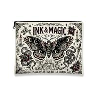 Trousse de maquillage gothique avec citation de papillon de nuit 17,8 x