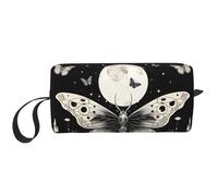 Trousse de maquillage gothique avec motif tête de mort et papillon - Résistante à l'eau - Organiseur de toilette de voyage pour homme et femme - Pochette de rangement pour cosmétiques d'Halloween avec