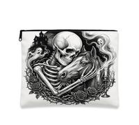 Trousse de maquillage gothique Halloween cheval 17,8 x 22,9 cm pour sac à main de voyage, pochette cosmétique gothique vintage squelette effrayant pour femme, cadeau pour femme, motif tête de mort