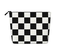 Trousse de maquillage gothique rose - Organiseur de voyage à une seule couche, grande capacité, organiseur quotidien avec fermeture éclair, Drapeau à carreaux noir et blanc., Taille unique