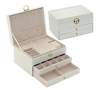 Trousse De Maquillage Grande capacité 3 Niveaux en Cuir boîte à Bijoux étagère cosmétique boîte de Rangement Collier Boucle d'oreille Anneau boîte de Rangement Femmes Cadeaux Organiseur De Parfum(C)