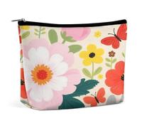 Trousse de Maquillage Grande capacité en PU avec Fermeture éclair, Motif Floral, résistante à l'eau, idéale pour Les Voyages et Les Occasions spéciales. Pochette de Toilette imperméable pour Un usag