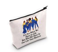 Trousse de maquillage grecque avec joli caniche, cadeau de sororité, cadeau pour fraternité, accessoire de sororité, cadeau de vie, It's Not What Bleu et Jaune