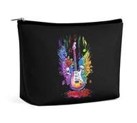 Trousse de Maquillage Guitare électrique avec Ailes, crâne et Roses, Grande capacité, Pochette Portable pour Femmes