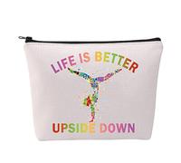 Trousse de maquillage Gymnaste - Cadeau inspirant pour les amateurs de gymnastique - Sac de voyage pour fille - Pochette de maquillage avec fermeture éclair, blanc, LIFE DOWN
