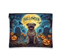 Trousse de maquillage Halloween Bullmastiffs pour chien, cimetière de vacances, pochette de voyage pour femmes et filles, petite trousse portable en toile avec fermeture éclair, 17,8 x 22,9 cm