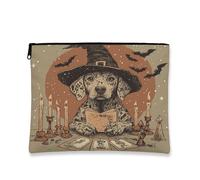 Trousse de maquillage Halloween Catahoulas léopard 17,8 x 22,9 cm pour voyage, chauve-souris de sorcière effrayante, trousse de toilette pour femme, cadeau, tarot sorcière, organiseur portable en