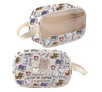 Trousse de maquillage « Happiness is a Cup of Coffee and a Good Book » - Cadeau pour les lecteurs - Pochette à fermeture éclair