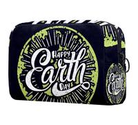 Trousse de maquillage Happy Earth Day pour femme, trousse de toilette de voyage, grande pochette de maquillage pratique avec fermeture éclair, multicolore, 18.5x7.5x13cm/7.3x3x5.1in, Trousse de