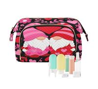 Trousse de maquillage Happy Valentine's Day Gnome avec léopard tournesol Saint-Valentin (1)_00001 Zipper Porte-monnaie pour femme Accessoires de voyage