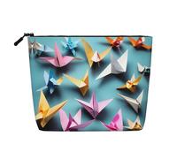 Trousse de maquillage - Hawaï rose imprimé fleurs faux chanvre organisateur de toilette de voyage, un paquet pour plusieurs utilisations, rangement quotidien, Grues en papier origami, Taille unique