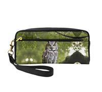 Trousse de maquillage - Hibou Arbre Branches Imprimée Petite trousse de maquillage en cuir pour voyage, trousse de toilette avec pochette à fermeture éclair, noir, One Size