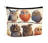 Trousse de Maquillage Hibou Oiseaux, Pochette de Voyage Portable, Sac cosmétique, Sac à Fermeture éclair, Petite Trousse de Toilette pour Femmes
