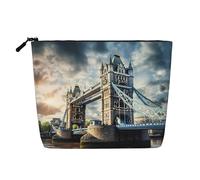 Trousse de maquillage historique avec imprimé pont de Londres pour sac à main, pochette à cosmétiques, grande trousse de voyage en toile, noir, One Size