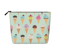 Trousse de maquillage - Hot Dogs et limonade imprimé faux chanvre organisateur de toilette de voyage, un paquet pour plusieurs utilisations, rangement quotidien, Cônes de glace, Taille unique