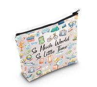 Trousse de maquillage humoristique avec citations de voyage « So Much World So Little Time », So Much World So Little Time