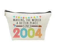 Trousse de maquillage humoristique pour 21e anniversaire pour femme, cadeau de 21 ans, trousse de maquillage pour elle, maman, tante, épouse, sœur, collègue, amie, faisant du monde un meilleur endroit depuis 2001 (trousse de maquillage 2001)