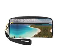 Trousse de maquillage - Île de Cuba - Petite trousse de maquillage en cuir imprimé pour voyage, trousse de toilette avec pochette à fermeture éclair, noir, taille unique, noir, taille unique, Noir