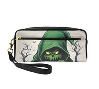 Trousse de maquillage imperméable pour femme avec motif citrouille d'Halloween et fantôme vert