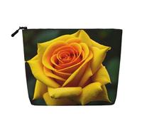 Trousse de maquillage - Imprimé floral de chien Faux chanvre Organiseur de toilette de voyage, un paquet pour de multiples utilisations, rangement quotidien, Tableau rose jaune, Taille unique