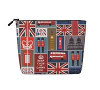 Trousse de maquillage - Imprimé floral de chien Faux chanvre Organiseur de toilette de voyage, un paquet pour de multiples utilisations, rangement quotidien, Symboles de l'Angleterre, Taille unique