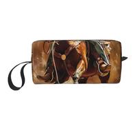 Trousse de maquillage imprimée American West Rodeo avec poignée, légère et portable, organisateur cosmétique pour voyage, gym et usage quotidien - cadeau pour femmes filles, blanc, Taille unique