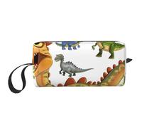 Trousse de maquillage imprimée avec des images de dinosaures de dessin animé - Trousse de toilette étanche pour femmes, mamans, filles, blanc, Taille unique, Trousse de toilette