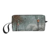 Trousse de maquillage imprimée avec inscription « Snow Falling in The Park » - Trousse de toilette étanche pour femmes, mamans, filles, blanc, Taille unique, Trousse de toilette