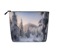 Trousse de maquillage imprimée avec lignes en zigzag pour femme - Trousse de maquillage à fermeture éclair - Organiseur de voyage, Pays des merveilles d'hiver, One Size, Trousse de maquillage