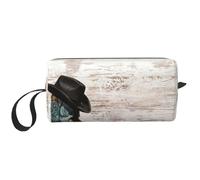Trousse de maquillage imprimée chapeau de cowboy et bottes, trousse de maquillage durable, sac de voyage, cadeaux essentiels pour femmes et hommes, blanc, Taille unique