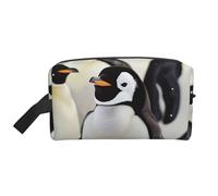 Trousse de maquillage imprimée dauphins, tortue de mer, pieuvre, pour femme, trousse de toilette de voyage, grande capacité avec poignée, Joli motif pingouin, Taille unique, Trousse de maquillage