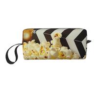 Trousse de maquillage imprimée de film de cinéma et pop-corn - Trousse de maquillage simple de voyage étanche - Trousse de toilette pour femmes, mamans, filles, blanc, Taille unique, Trousse de