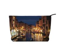 Trousse de maquillage imprimée de Noël en velours côtelé pour femmes, mamans, filles, Venise Night, Taille unique, Trousse de toilette