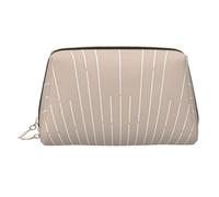 Trousse de maquillage imprimée de porte-avions pour femme, trousse de maquillage portable en cuir avec fermeture éclair dorée, abstrait géométrique., One Size, Trousse de maquillage
