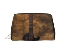 Trousse de maquillage imprimée de tournoi de poker pour femme - Portable - En cuir - Fermeture éclair dorée, Guitare musicale., One Size, Trousse de maquillage