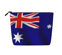Trousse de maquillage imprimée drapeau australien pour femme, trousse de maquillage en faux lin, grande capacité, parfaite pour les voyages et un usage quotidien, Noir , Taille unique