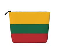 Trousse de maquillage imprimée drapeau de la Lituanie pour femme, trousse de maquillage imitation lin, grande capacité, parfaite pour les voyages et un usage quotidien, Noir , Taille unique