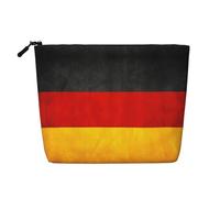 Trousse de maquillage imprimée drapeau de l'Allemagne pour femme, trousse de maquillage imitation lin, grande capacité, parfaite pour les voyages et un usage quotidien, Noir , Taille unique