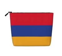 Trousse de maquillage imprimée drapeau de l'Arménie pour femme, trousse de maquillage imitation lin, grande capacité, parfaite pour les voyages et un usage quotidien, Noir , Taille unique