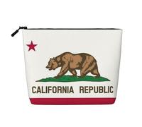 Trousse de maquillage imprimée drapeau de l'État de Californie pour femme, trousse de maquillage imitation lin, grande capacité, parfaite pour les voyages et un usage quotidien, Noir , Taille unique